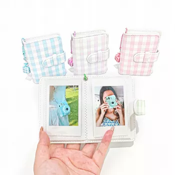 LOVEINSTANT album fotografico tascabile per 28 foto Instax Mini e Zink, blu quadretti