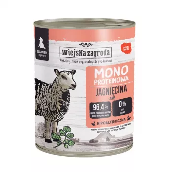 WIEJSKA ZAGRODA Mono Puppy agnello - cibo umido per cani - 800g