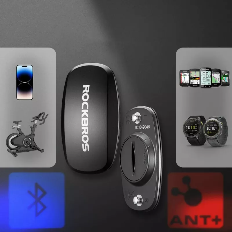 Rockbros HRM812 fascia toracica cardiofrequenzimetro Bluetooth ANT+ IP67 nero
