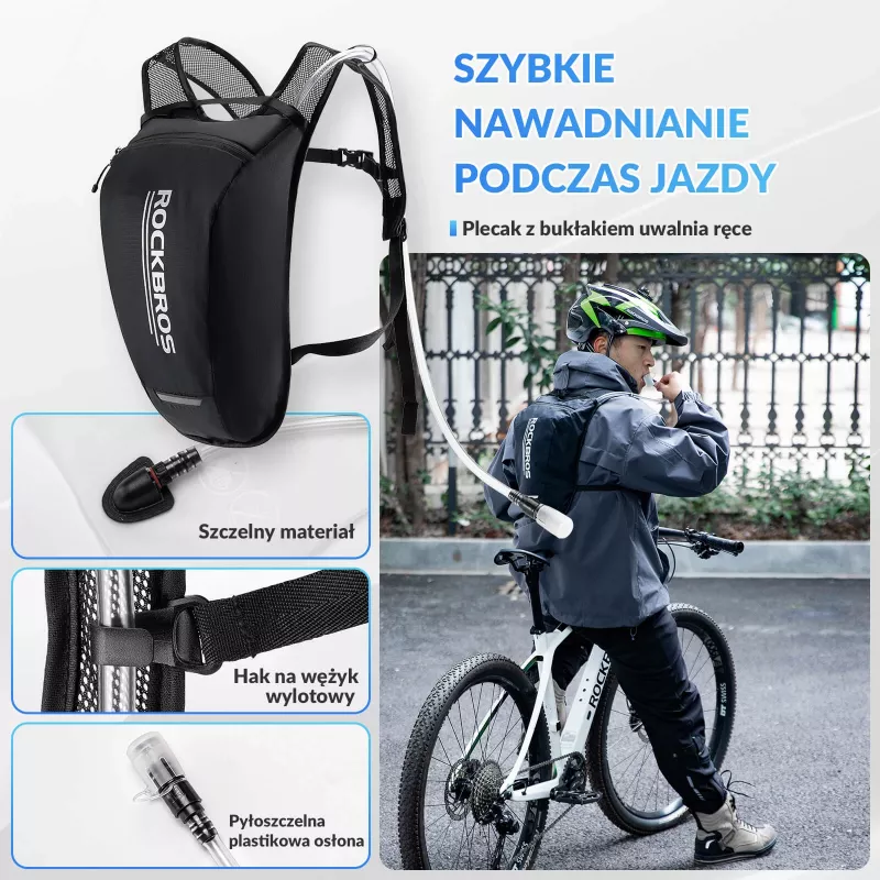 Rockbros H32 zaino idrico con sacca 2L - nero