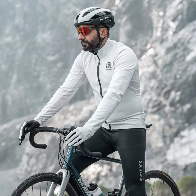 Giacca termica antivento per bici ROCKBROS TLWT001 ROAD TO SKY M - bianca