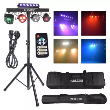 LIGHT4ME BEAM LASER STROBE LED PAR DERBY UV I - luce da palco multi-effetto 4-in-1 con laser rosso/verde, UV e controllo DMX