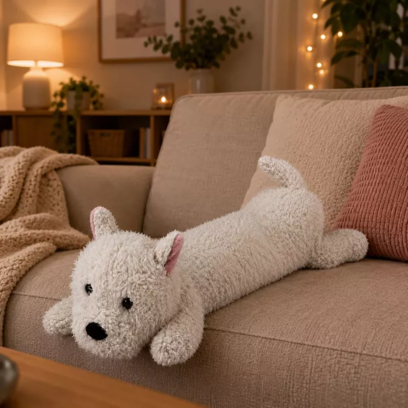LEAN TOYS West Highland cane di peluche bianco 60 cm