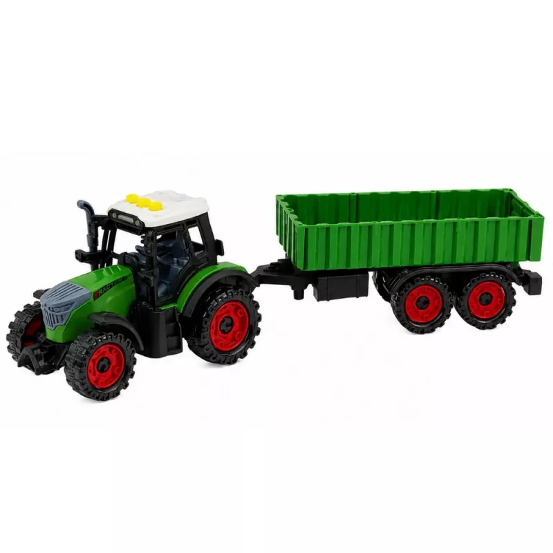 LEAN TOYS Trattore con rimorchio agricolo, a frizione, luce e suono, 35 cm