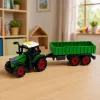 LEAN TOYS Trattore con rimorchio agricolo, a frizione, luce e suono, 35 cm