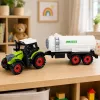 LEAN TOYS Trattore con rimorchio cisterna, a frizione, macchina agricola, 34 cm