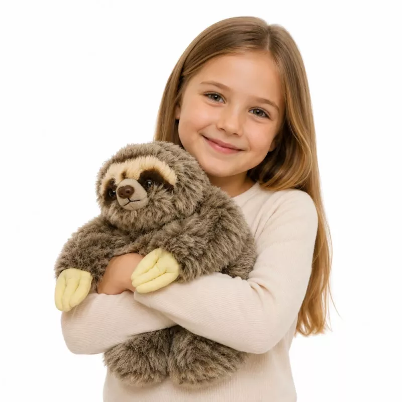 LEAN TOYS Bradipo realistico di peluche con zampe a velcro 34 cm