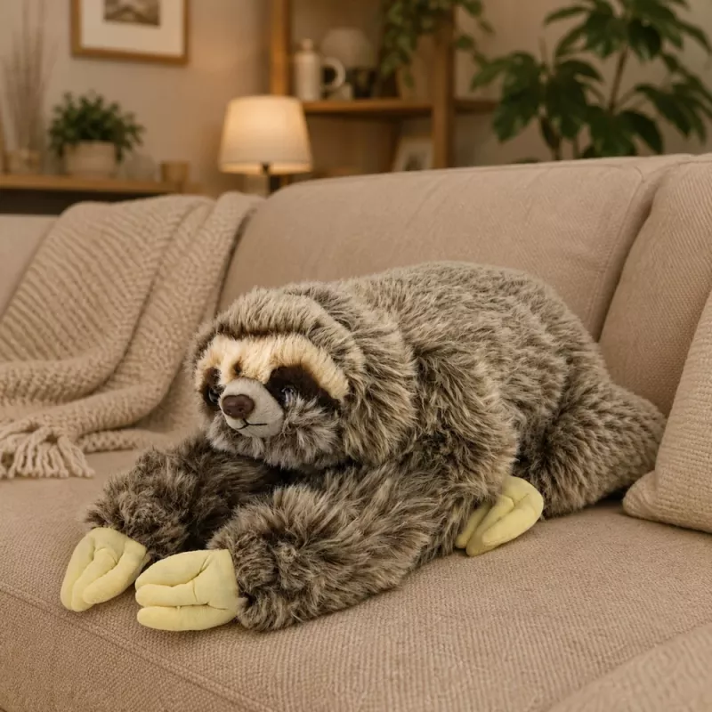 LEAN TOYS Bradipo realistico di peluche con zampe a velcro 34 cm