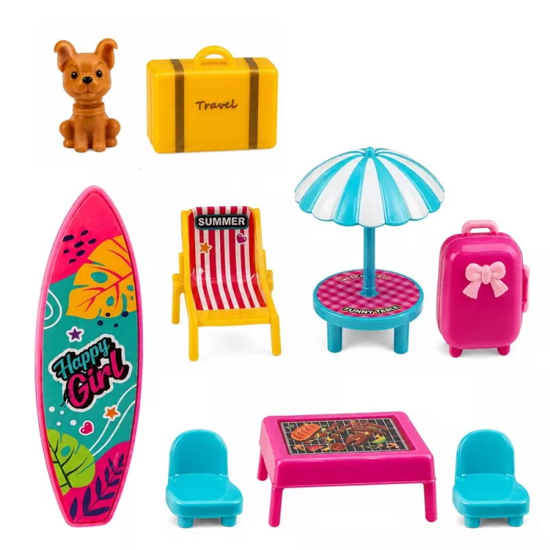 LEAN TOYS Set golf Meleks per bambole con cane set golf accessori per le vacanze