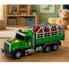 LEAN TOYS Camion trasportatore con gabbia e figura dinosauro T-Rex con luce e suono 1:12