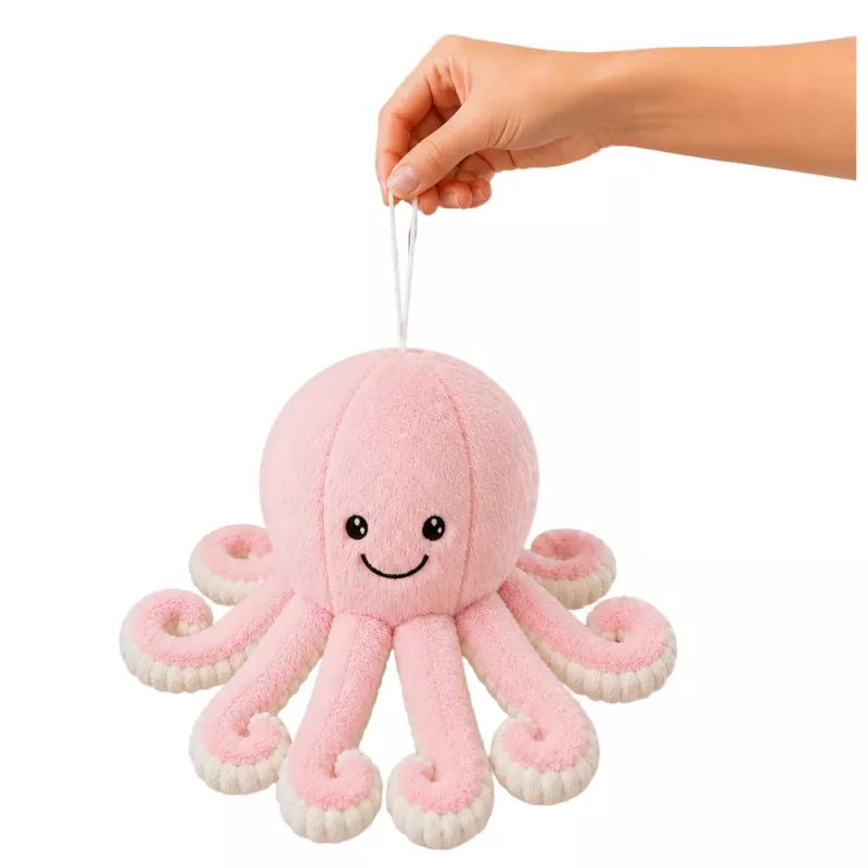 LEAN TOYS Polpo di peluche con ventosa, rosa, 16 cm