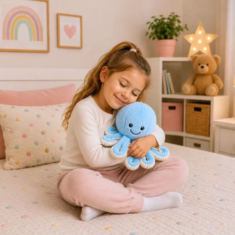 LEAN TOYS Polpo di peluche con tentacoli elastici blu 30 cm