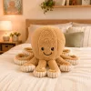 LEAN TOYS Polpo di peluche con tentacoli elastici beige 30 cm