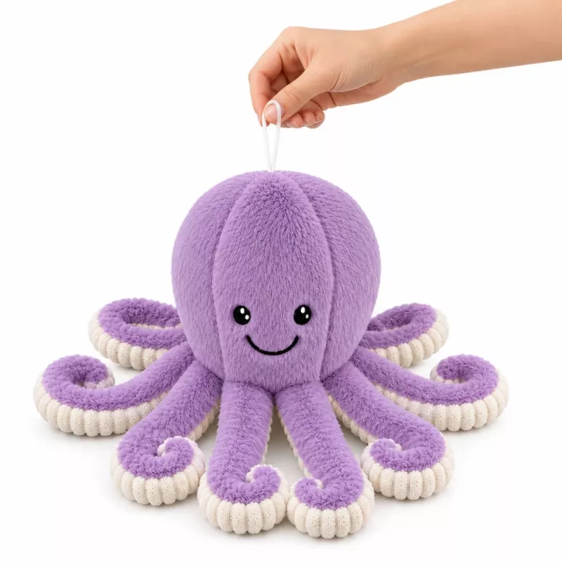 LEAN TOYS Polpo di peluche con tentacoli elastici lilla 50 cm