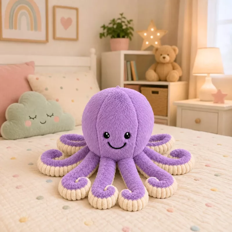 LEAN TOYS Polpo di peluche con tentacoli elastici lilla 50 cm