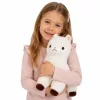 LEAN TOYS Alpaca lama di peluche pelo morbido bianco 38 cm