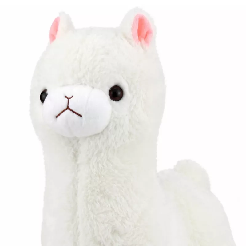 LEAN TOYS Alpaca lama di peluche pelo morbido bianco 38 cm