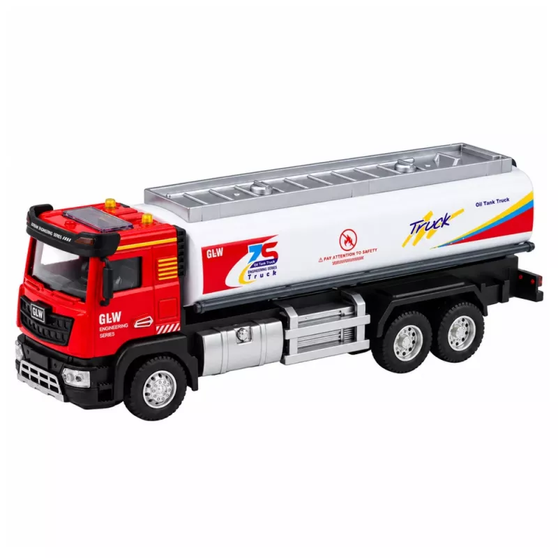 LEAN TOYS Autocisterna in metallo a frizione luci suoni rosso e bianco 1:40