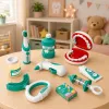 LEAN TOYS Piccolo set da dentista con spazzolino vibrante, blu, 15 pezzi