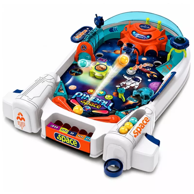 LEAN TOYS Gioco arcade Space Pinball Flipper spaziale ostacoli razzi 8 palline
