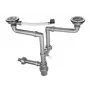 Sifone per lavello 2 vasche con troppopieno da 3,5 pollici - set scarico doppio lavello cucina, bianco