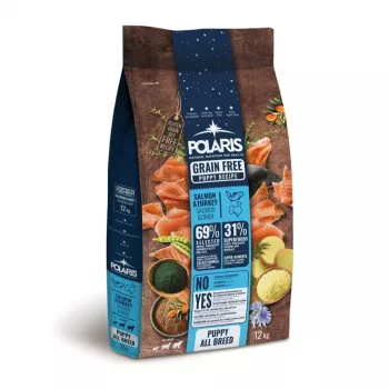POLARIS Cibo secco per cuccioli con salmone e tacchino, senza cereali, sacco 12 kg
