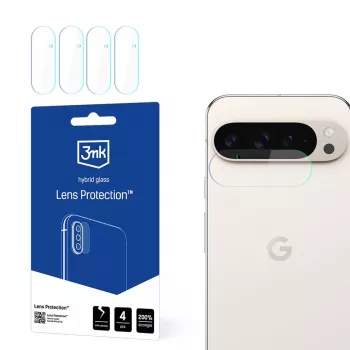 3mk Protezione obiettivo per Google Pixel 9 Pro XL - protezione fotocamera in vetro temperato, durezza 9H, rivestimento oleofobico, applicazione senza bolle