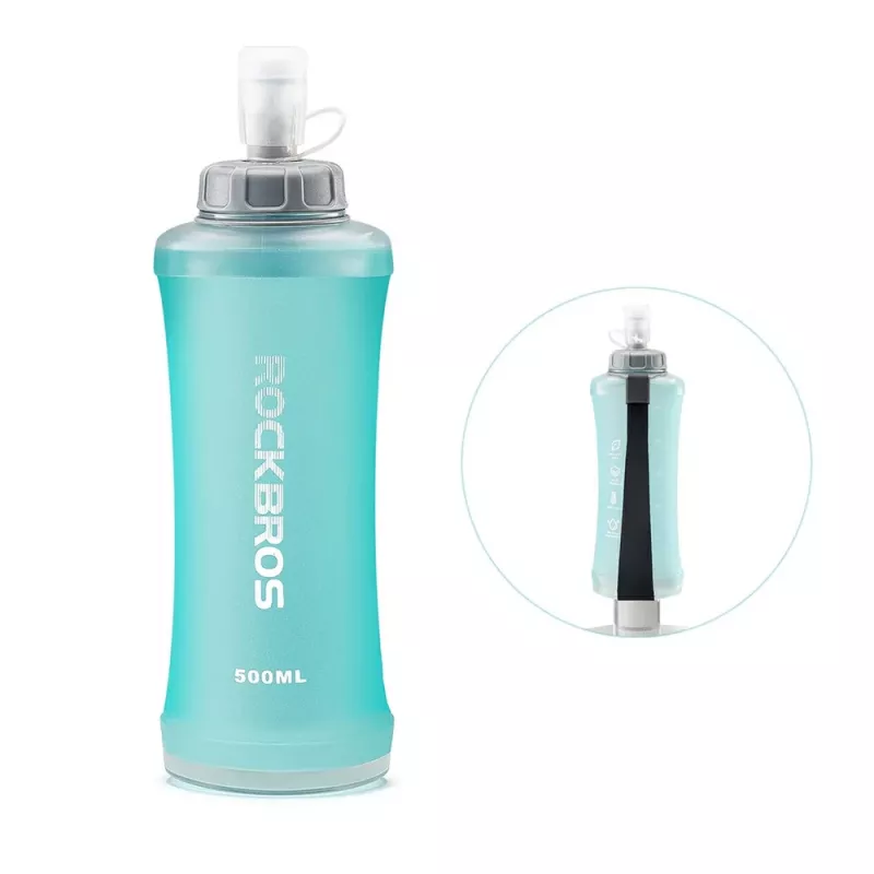 ROCKBROS Soft Flask 500 ml azzurro - borraccia pieghevole in TPU per la corsa