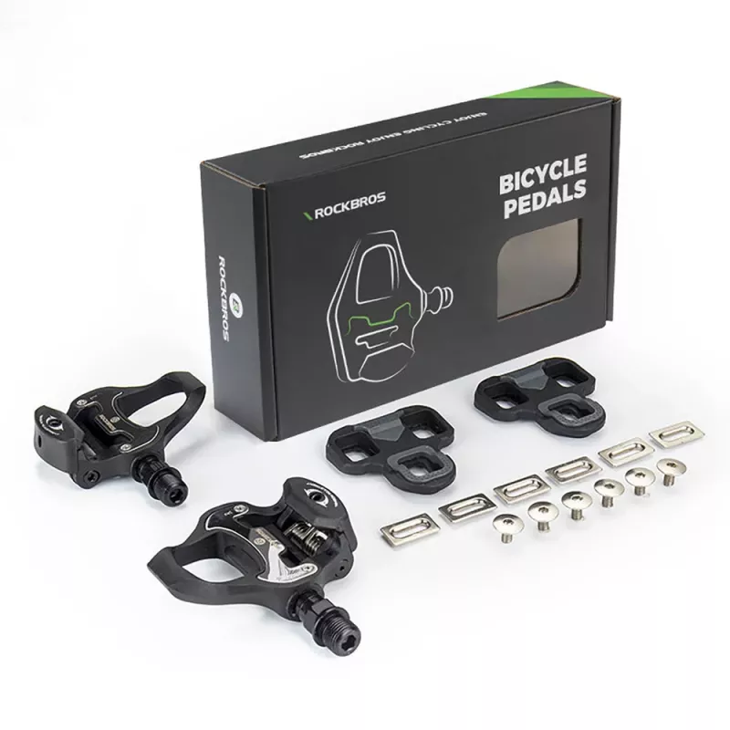 RockBros LP-R Tacchetti per scarpe da bici da corsa compatibili LOOK KEO - nero, float 6°, materiale composito in nylon, con materiale di montaggio