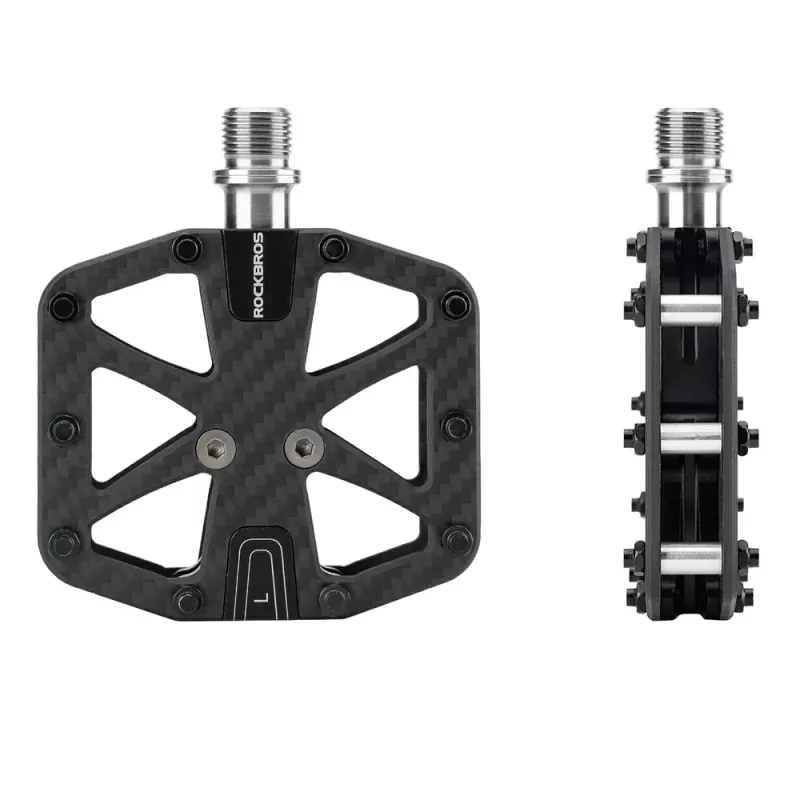 Rockbros C525 Pedali a piattaforma per bici in fibra di carbonio - nero