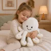 LEAN TOYS polpo peluche con tentacoli elastici, bianco, 50 cm