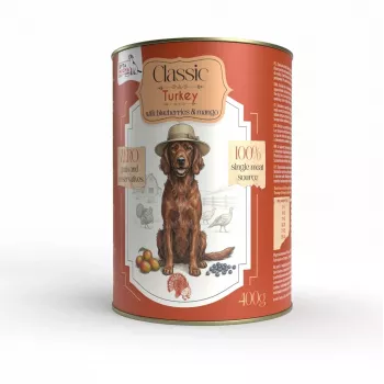 Syta Micha cibo umido senza cereali per cani con tacchino, mirtilli e mango - scatoletta 400g