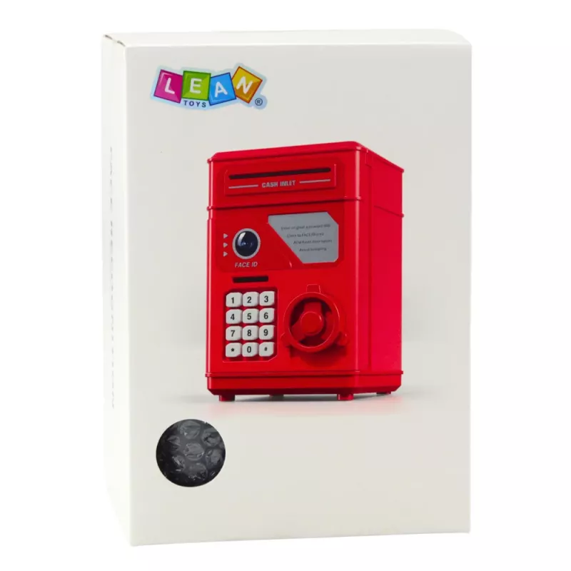 LEAN TOYS Salvadanaio elettronico cassaforte ATM con PIN per bambini, grigio