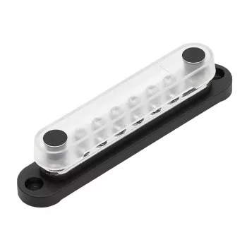 Busbar Solvian 48V 150A – blocco di distribuzione in rame stagnato a 4 bulloni per sistemi DC