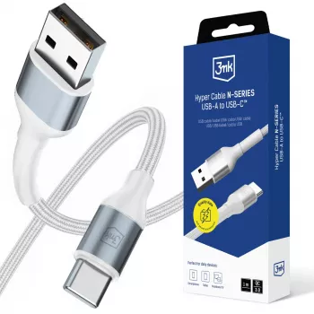 3mk Hyper Cable N-SERIES Cavo USB-A a USB-C 1m 18W Bianco