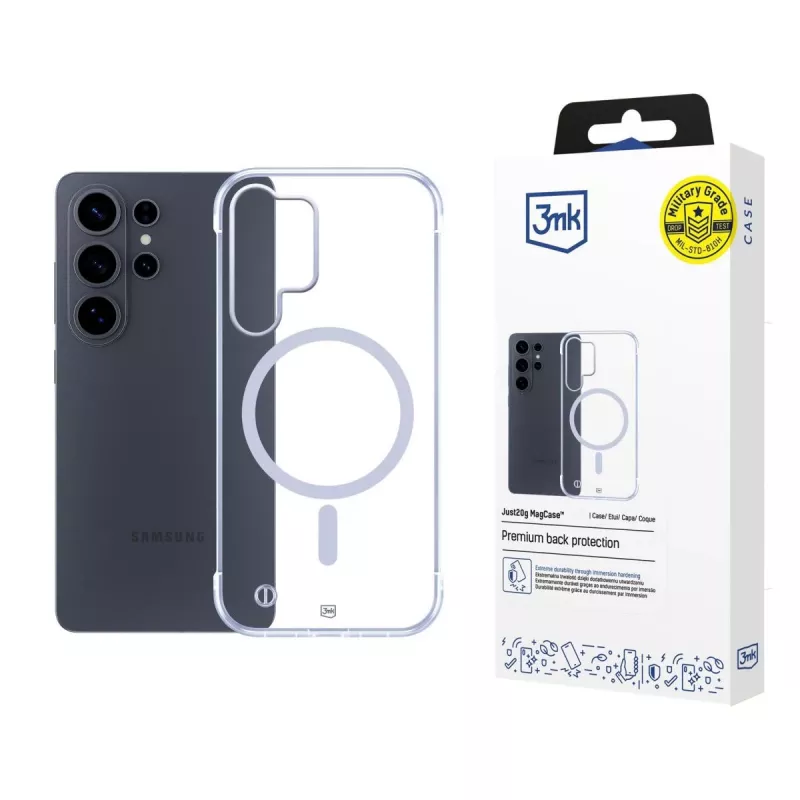 3MK Just20g MagCase per Samsung Galaxy S26 Ultra - Custodia posteriore trasparente MagSafe