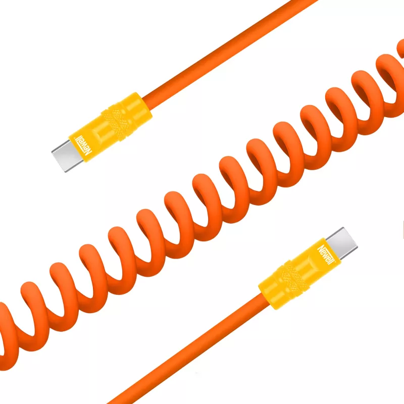 Newell cavo USB-C a USB-C 100 W, 1,5 m, silicone, spirale, arancione-giallo