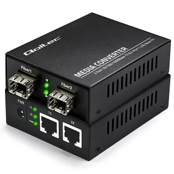 Qoltec convertitore media bidirezionale switch Ethernet 2x RJ45 2x SFP | 1000Mb/s | 5V