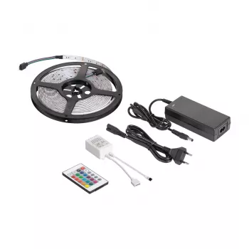 REBEL LED0175-2 set striscia LED RGB 5m con telecomando IR, 300 LED SMD 5050, alimentatore 12V, 16 milioni di colori, dimmerabile, IP20