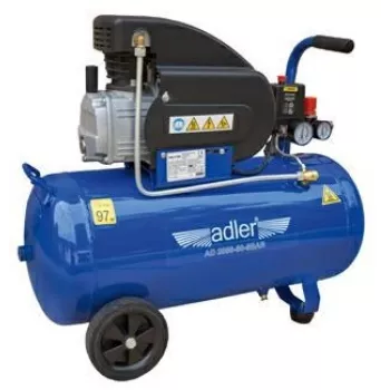 Adler AD 2050-50 compressore ad aria lubrificato a olio 50L, 8 bar, 230V, 2 CV, aspirazione 206 L/min, ruote e maniglia