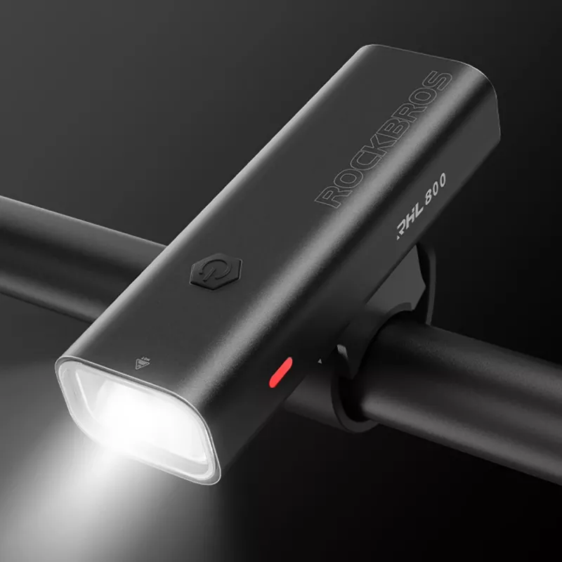 Rockbros 24710012001 luce anteriore per bici 800 lm con cavo da USB-C a USB-A, nero