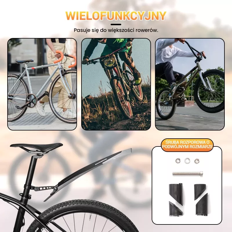 ROCKBROS DNB-890 Set parafanghi per bici per MTB 26-29 pollici - Nero