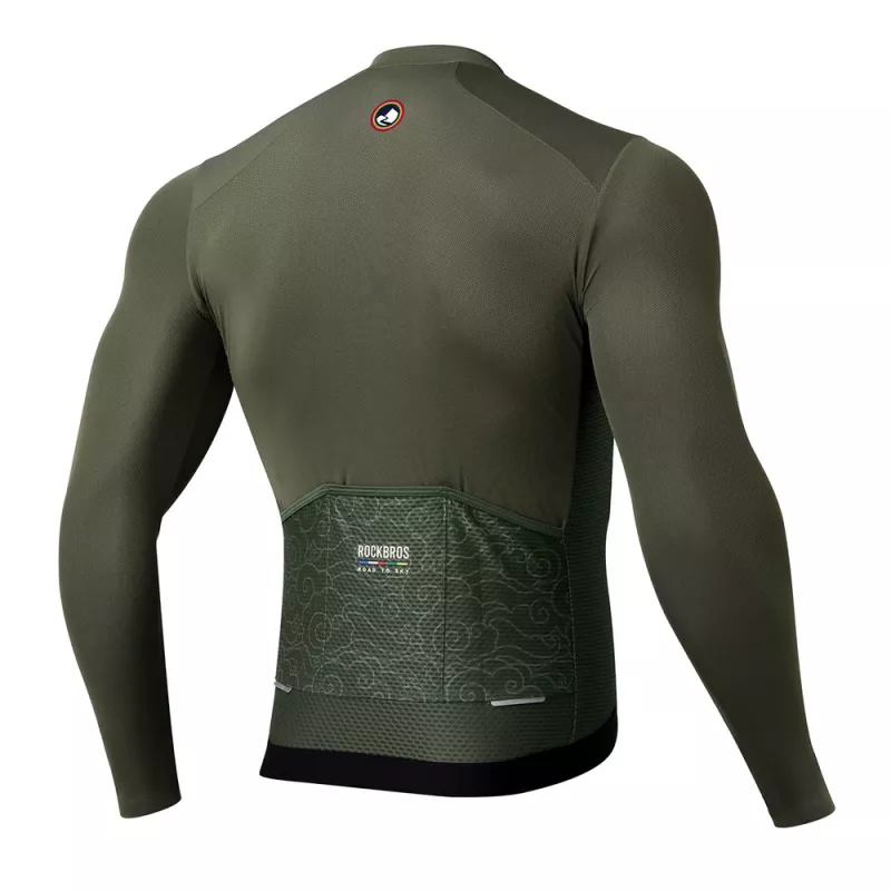 ROCKBROS Uomo ROAD TO SKY Maglia da ciclismo a maniche lunghe verde taglia S