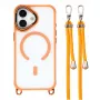 HURTEL custodia crossbody per iPhone 17 con tracolla regolabile e supporto con cornice fotocamera, compatibile MagSafe, arancio