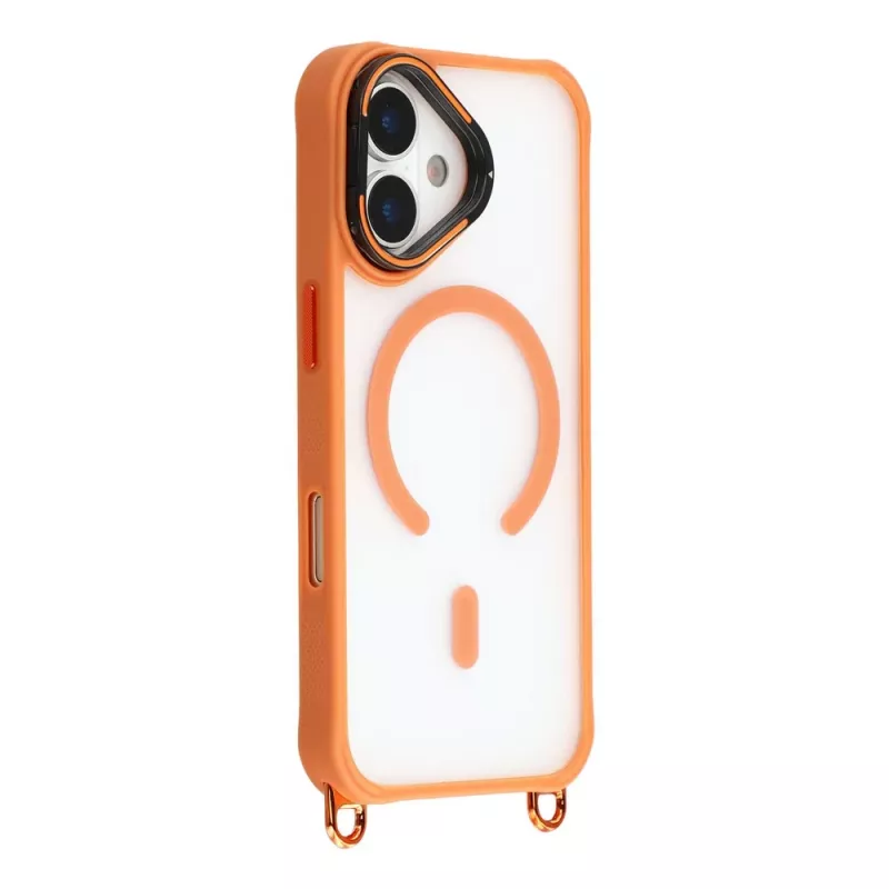 HURTEL custodia crossbody per iPhone 17 con tracolla regolabile e supporto con cornice fotocamera, compatibile MagSafe, arancio