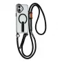 HURTEL custodia per iPhone 17 con supporto, cinturino corto da 30 cm e lungo da 120 cm, compatibile MagSafe - nero