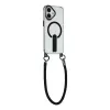 HURTEL custodia per iPhone 17 con supporto, cinturino corto da 30 cm e lungo da 120 cm, compatibile MagSafe - nero