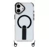HURTEL custodia per iPhone 17 con supporto, cinturino corto da 30 cm e lungo da 120 cm, compatibile MagSafe - nero