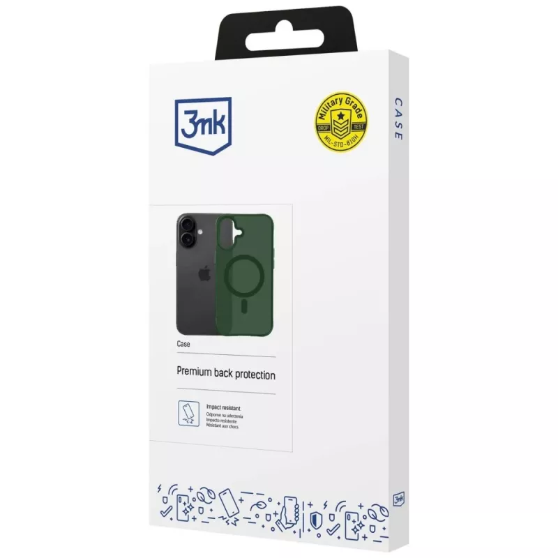 3MK Smoke MagCase per Apple iPhone 17 - custodia MagSafe verde traslucida con protezione militare antishock