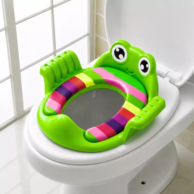 LEAN TOYS Copriwater per bambini, sedile morbido con maniglie, verde